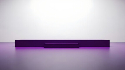 Modern purple podium platform for product display with elegant backdrop and minimalistic aesthetic showcasing luxury and sophistication