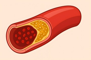 Cholesterol plaque inside artery cutaway veiw vector graphic 