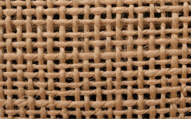 natural beige jute texture macro background, rough woven burlap fiber pattern, vintage brown fabric wallpaper, for packaging, craft, rustic design.