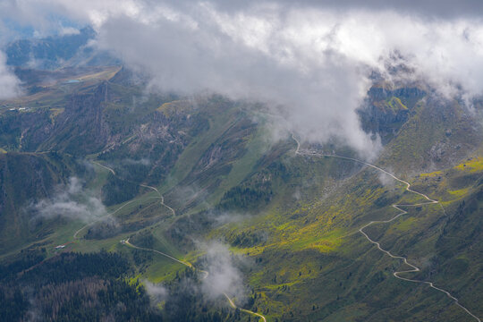 Roads between Pass  Pordoi and Arabba