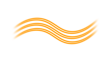 Abstract orange wavy lines with white inner strokes on transparent background,  three parallel, flowing orange lines with thin white borders, creating a sense of movement and energy 