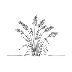 Continuous line art illustration of a bundle of wheat stalks or cereal crop