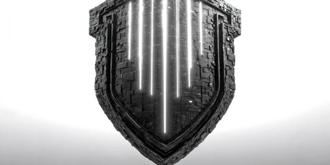 Futuristic cyber shield protecting digital data security