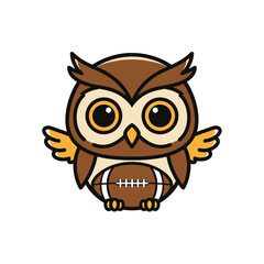Cute Cartoon Owl With Football Body.