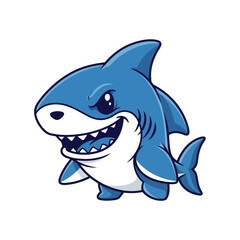 Cute cartoon shark character with big teeth and a friendly smile.