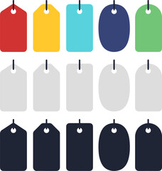 price tag icon set in multicolor and grayscale — flat minimal vector design