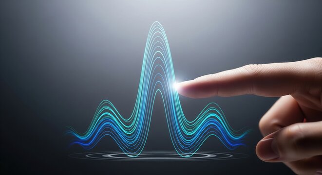 AI Predictive Analytics Hologram. Futuristic Data Waveform.