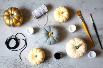 Diy craft supplies for painting and decorating pumpkins