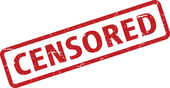 Isolated Red Censored Rubber Stamp Illustration on White Background with Grunge Texture Details