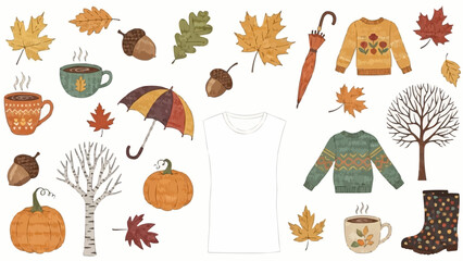Cozy Autumn Collection of Seasonal Elements and Clothing. © AAN