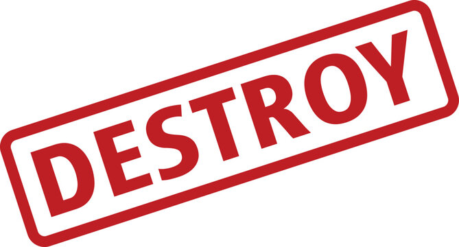 Red Destroy Stamp on White Background Indicating Deletion, Removal, or Termination Concept Visually