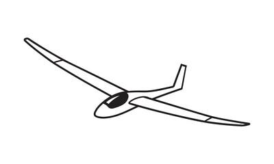 Sailplane Glider Aircraft Outline Icon Flying Airsport Black Vector