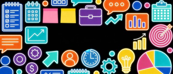 Kpi performance card with analysis, management, graph, strategy, chart, target, marketing