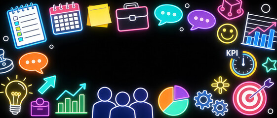 Kpi performance card with management, chart, marketing, strategy, analysis, graph, target