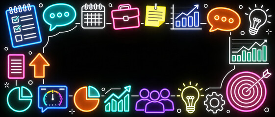 Kpi performance card with management, strategy, marketing, chart, analysis, target, graph