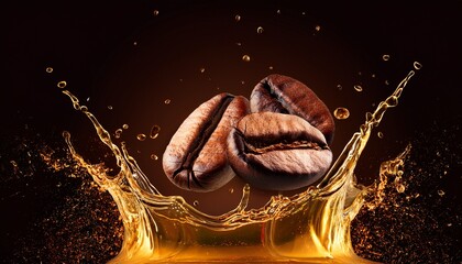 coffee bean oil droplets splash