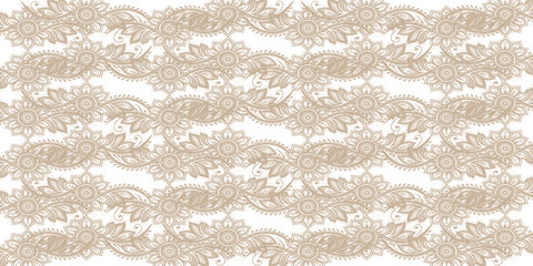 Delicate Henna Style Floral Decoration for Wedding Invitations. vector Eps 10
