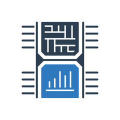 Data Analytics Chip Icon - Bar Chart With Processor Chip Icon