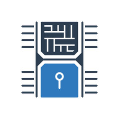 Smart Lock Chip Icon - Data security Processor Icon