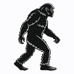 Fototapeta premium Vector illustration a black silhouette illustration of a bigfoot walking