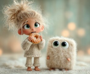 Cute dreamy little girl holding dandelion in soft artistic style
