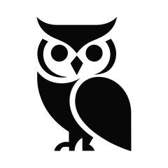 Simple black owl icon on white background
