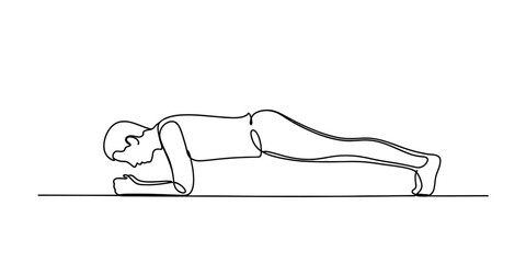 Continuous line drawing of a person performing a plank exercise Vector, illustration