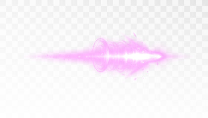 A glowing pink horizontal beam of light with flare, soft glow, and blurred plasma edges. A lighting effect for game visuals, motion graphics, and overlays in design and illustrations. © Valeriia