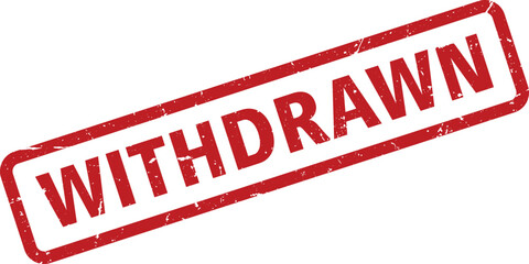 Red Withdrawn Rubber Stamp with Grunge Texture on White Background in Format