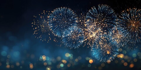 Fireworks illuminate the night sky with bursts of color and bokeh