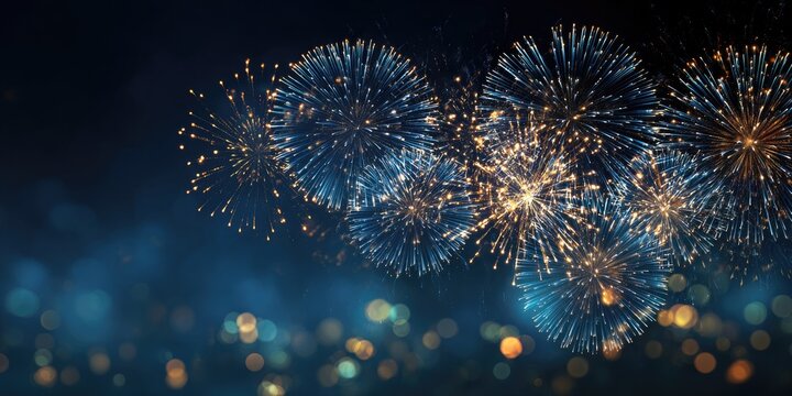 Fireworks illuminate the night sky with bursts of color and bokeh - Powered by Adobe