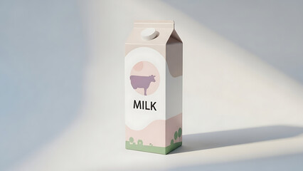 simple and clean milk carton mockup, standing vertically, realistic design with visible textures on the carton material, soft lighting to emphasize the product&rsquo;s clean look