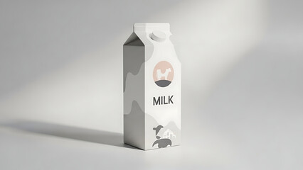 simple and clean milk carton mockup, standing vertically, realistic design with visible textures on the carton material, soft lighting to emphasize the product&rsquo;s clean look