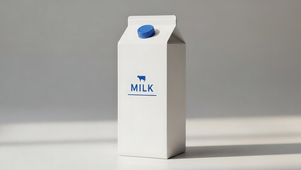 simple and clean milk carton mockup, standing vertically, realistic design with visible textures on the carton material, soft lighting to emphasize the product&rsquo;s clean look
