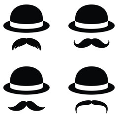 Hats and mustaches collection for playful designs