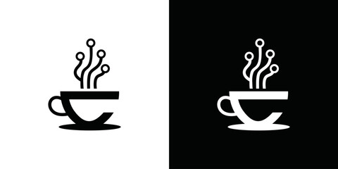 simple technology coffee cup logo vector