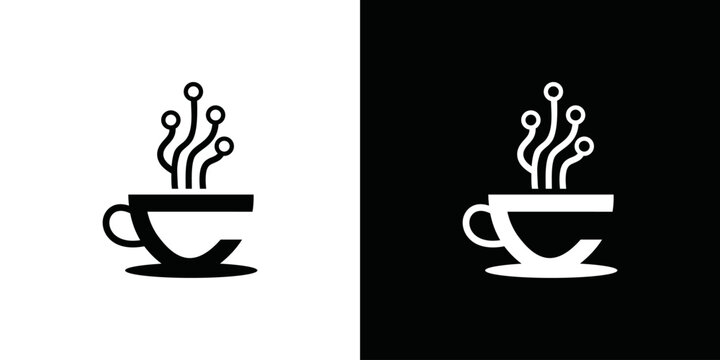 simple technology coffee cup logo vector
