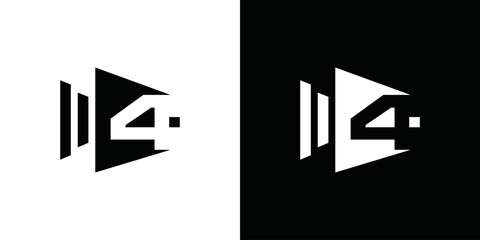 simple vector video camera number 4 logo