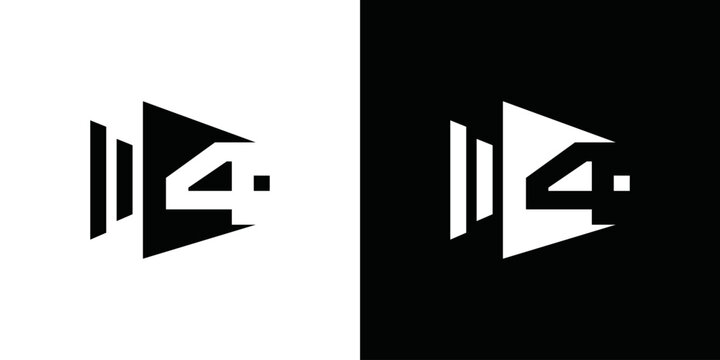 simple vector video camera number 4 logo