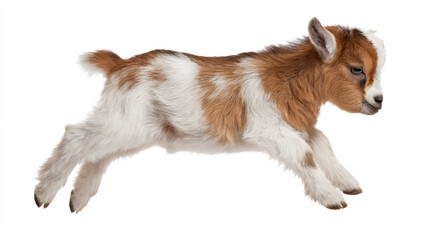 Cute Baby Goat Jumping Isolated