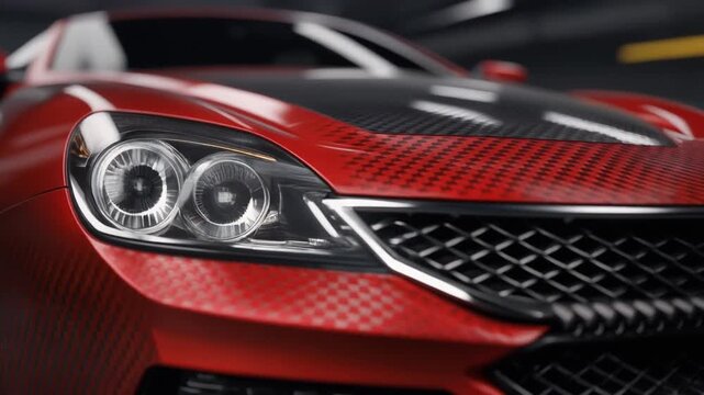 Modern sports car headlight design featuring a shiny chrome bumper and new silver light for luxury transportation