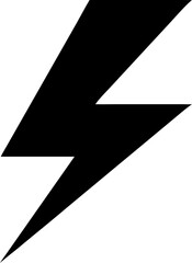 Black silhouette of a lightning bolt symbol for electric energy