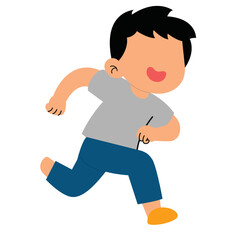 cartoon illustration of a boy running