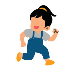 cartoon girl playing and running