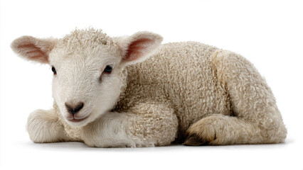 Fototapeta premium Cute Lamb Resting, Isolated