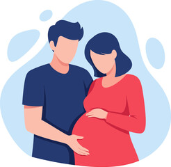 Obraz premium Expectant Couple Pregnant Woman Happy Family Planning pregnant.