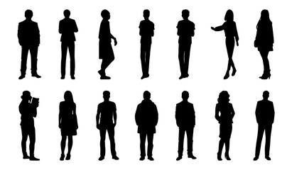 Line Art Human Silhouette Icons – People, Team, and Activity Vector Set