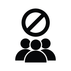 Prohibition sign over group of people