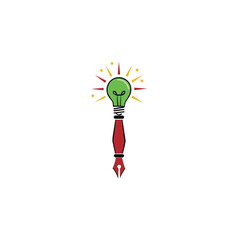 Creative pen-lightbulb logo symbolizing innovative educational ideas and smart writing.