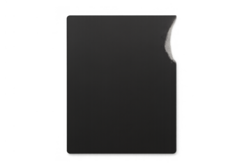 Black paper sheet corner peeling revealing blank page, torn sticker, empty space, copy area, transparent background